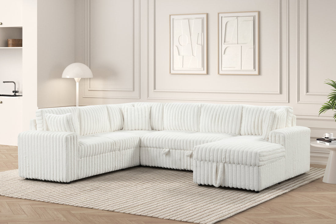 Forever Pull-Out Storage Sectional (Beige)