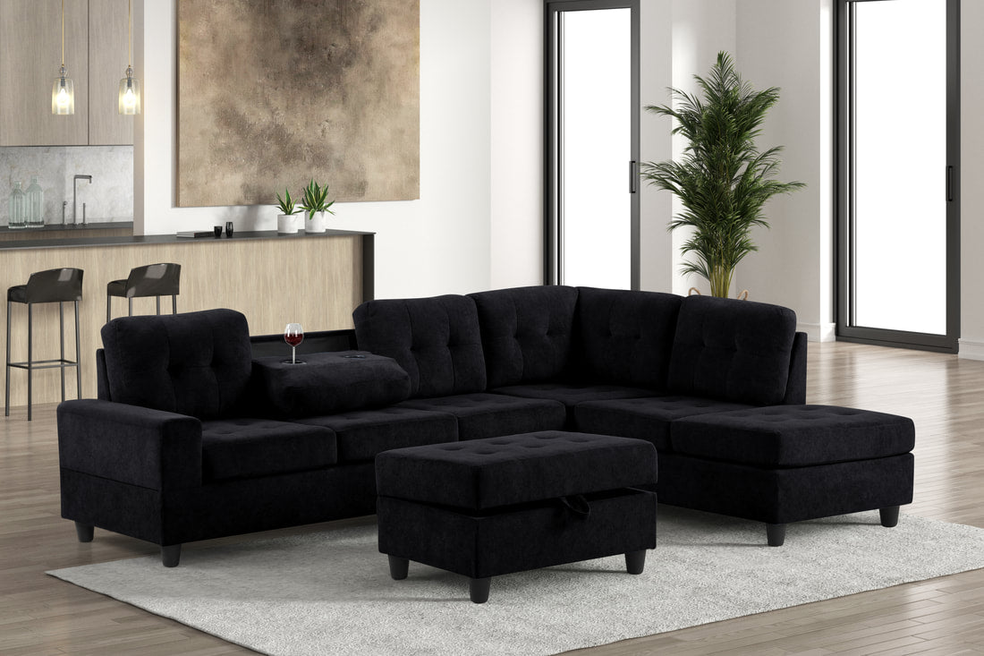 Heights Sectional (Black Velvet)