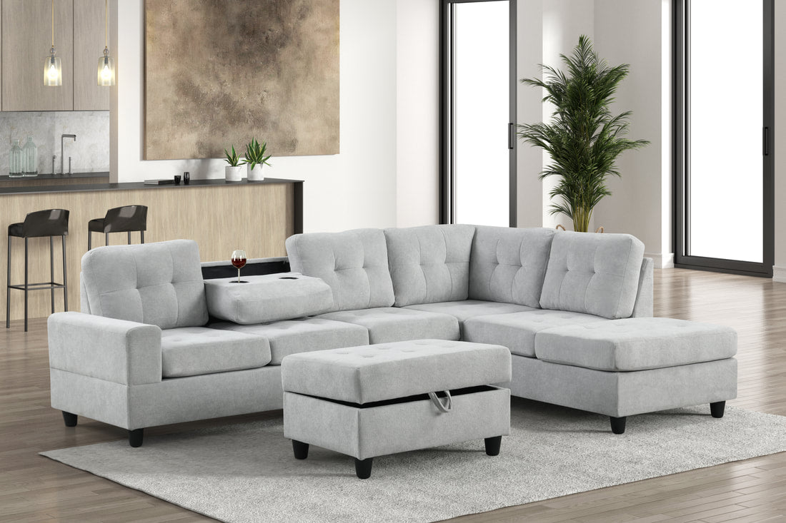 Heights Sectional (Silver Performance Fabric)