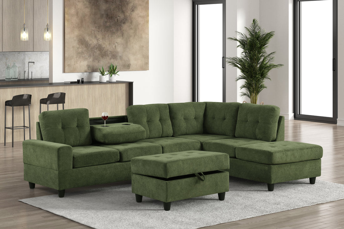 Heights Sectional (Green Performance Fabric)