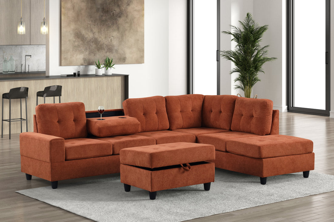 Heights Sectional (Rust Performance Fabric)