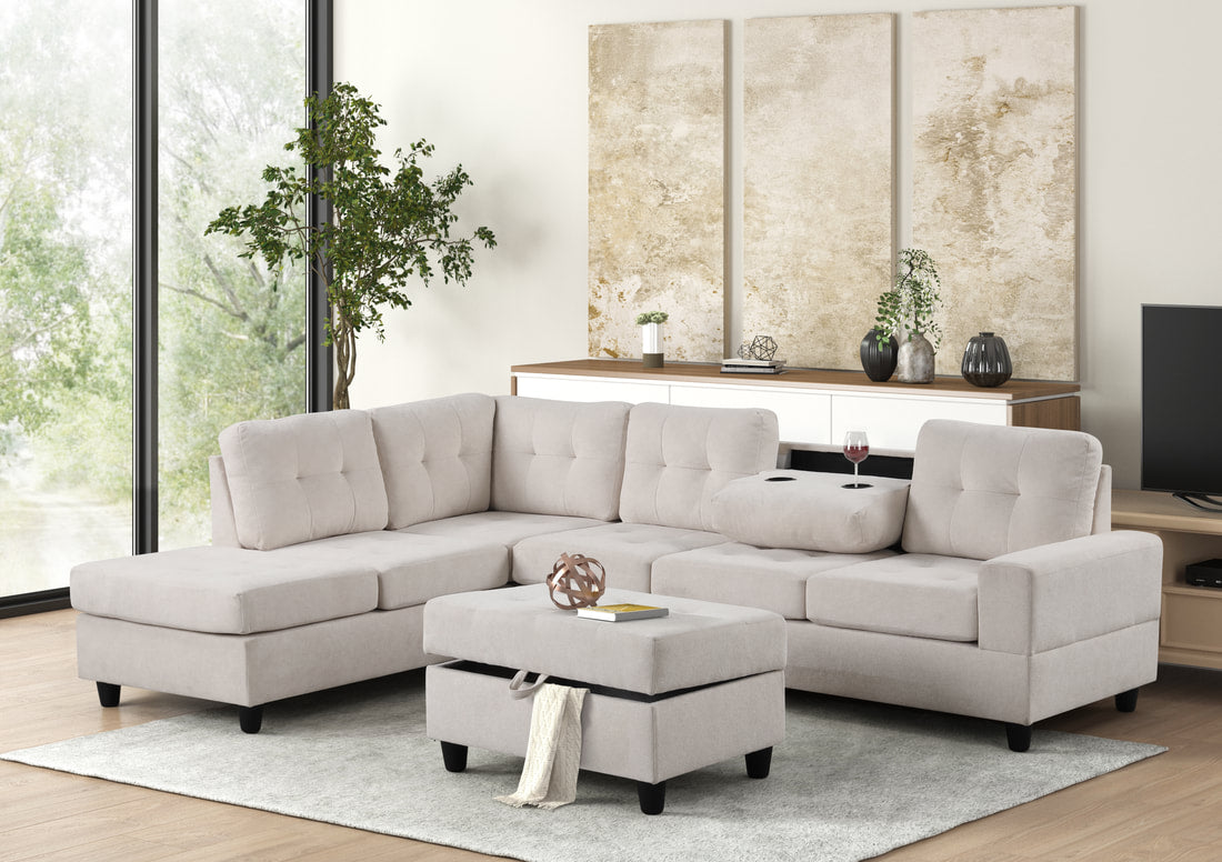 Heights Sectional (Beige Performance Fabric)
