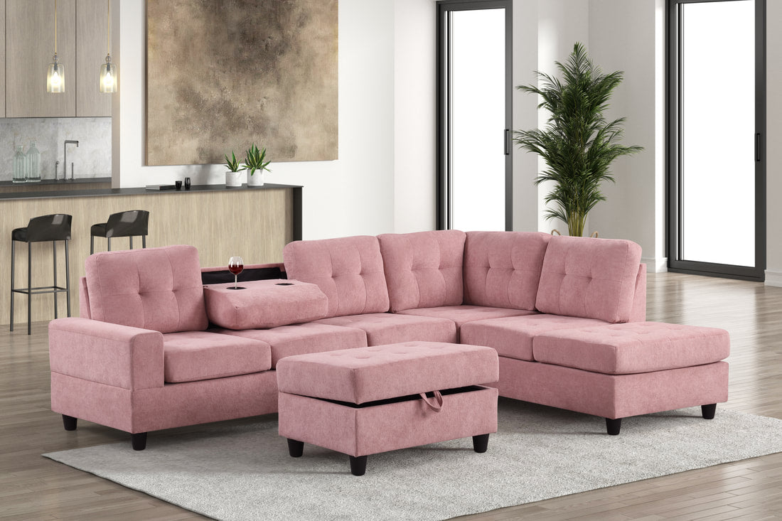 Heights Sectional (Pink Performance Fabric)
