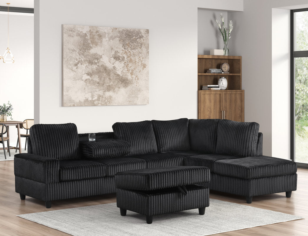 Heights Sectional (Black Corduroy)