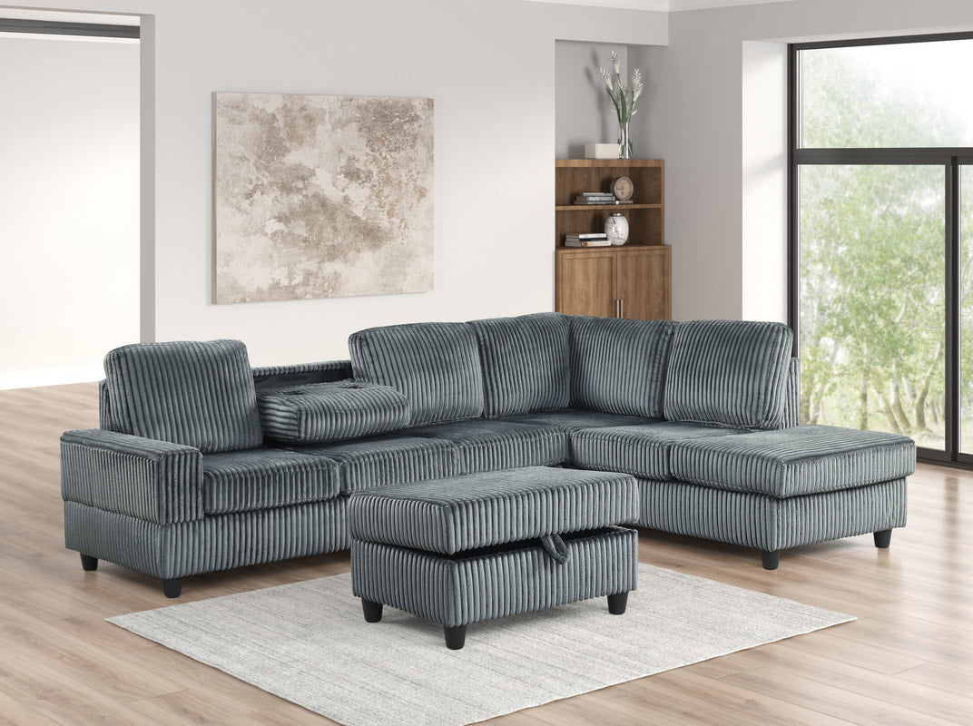 Heights Sectional (Charcoal Corduroy)