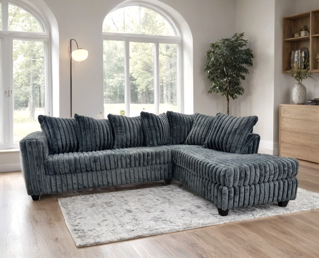 Hollywood Corduroy Sectional (Charcoal)