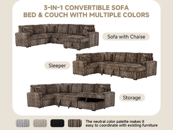 Forever Pull-Out Storage Sectional (Chocolate)