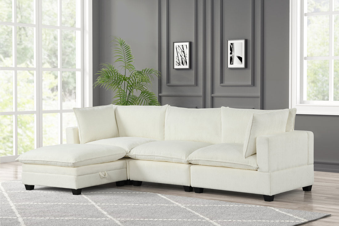 Kova-Style Modular Cloud Couch (4-Piece White Cord)