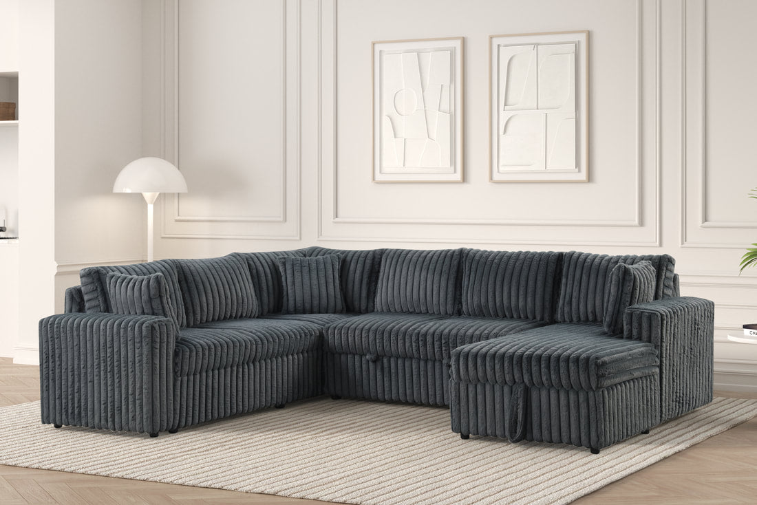 Forever Pull-Out Storage Sectional (Charcoal)
