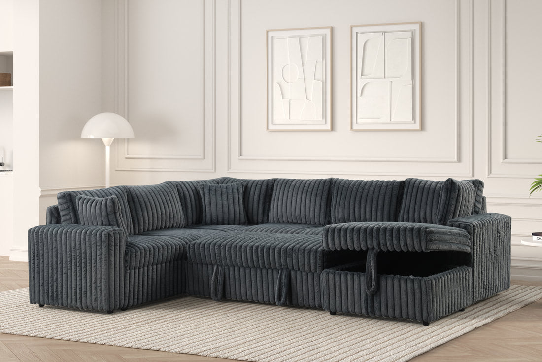 Forever Pull-Out Storage Sectional (Charcoal)