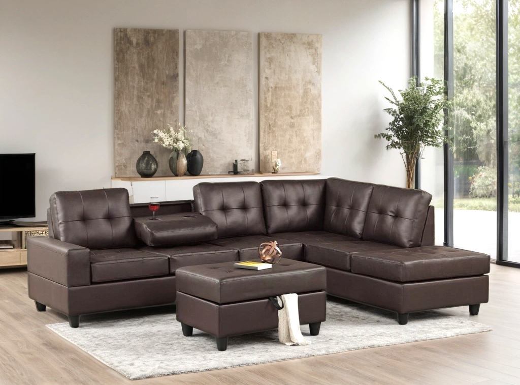 Heights Sectional (Espresso Vegan Leather)