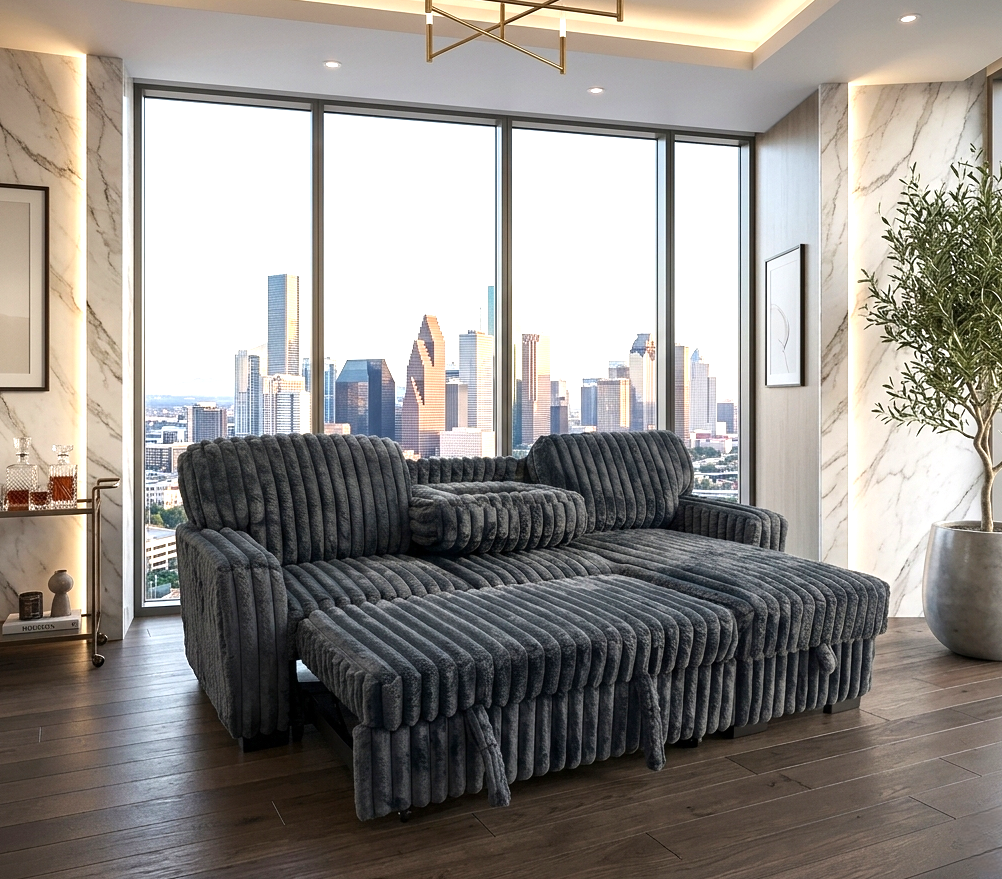 Poland Pull-Out Storage Sectional (Charcoal)