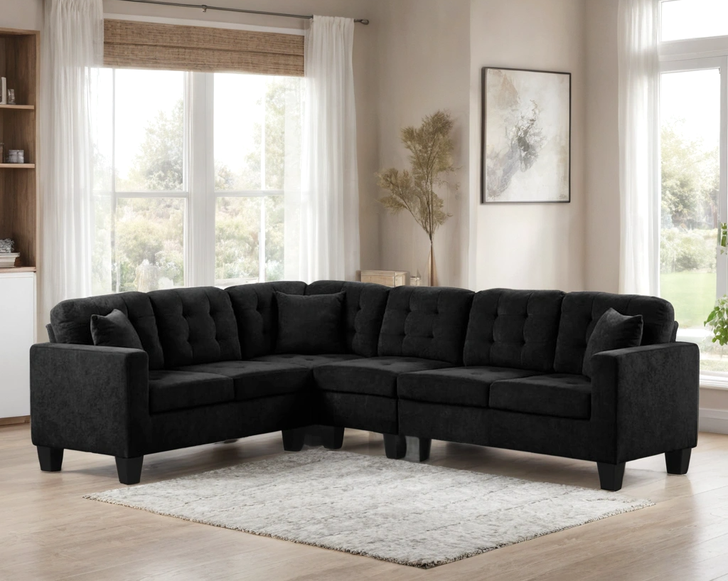 Logan Reversible Sectional (Black Performance Fabric)