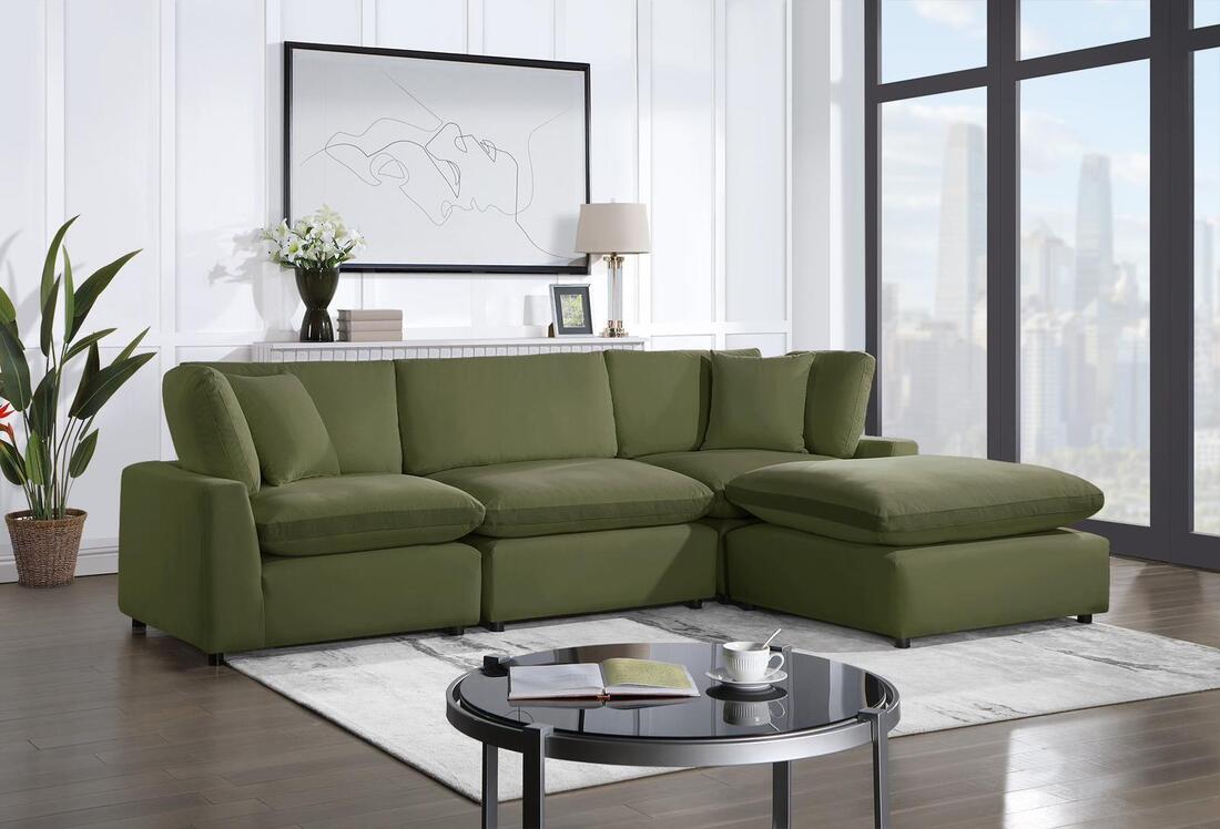 Sky Cloud Couch (4-Piece Olive Velvet)