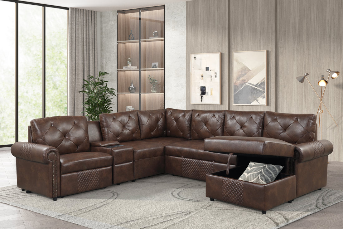Winston Power Recliner Sectional w/Storage & Consoles