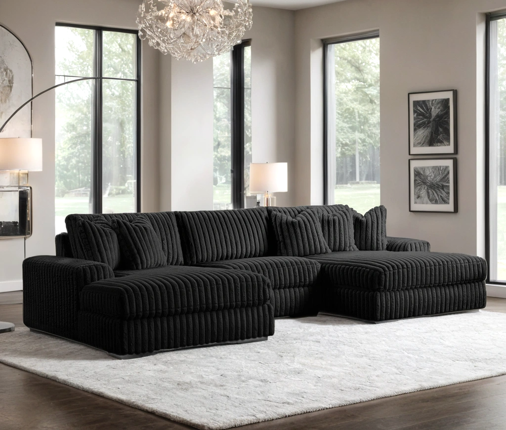 Sunday Corduroy Sectional (XL Black)