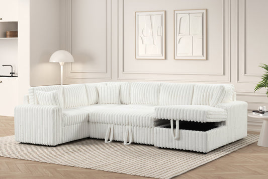 Forever Pull-Out Storage Sectional (Beige)