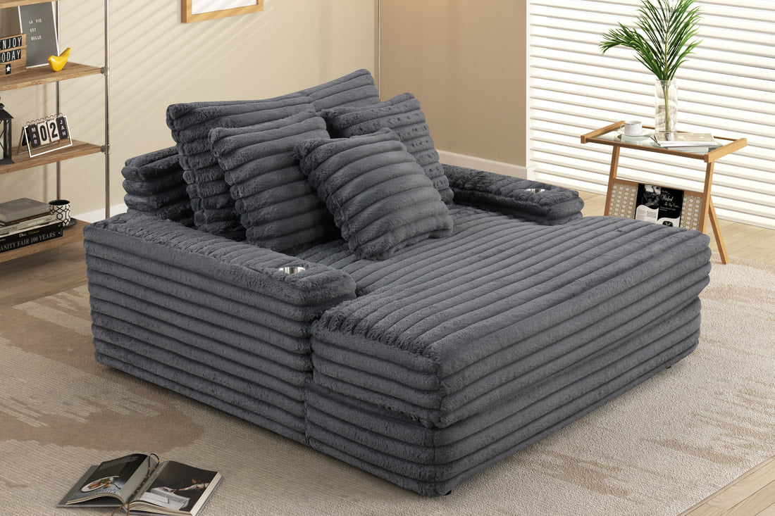 Oversized Chaise Lounge (Charcoal)