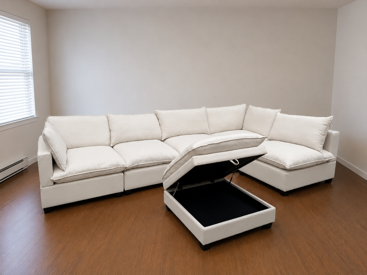 Kova-Style Modular Cloud Sectional (6-Piece Sand/Cream)