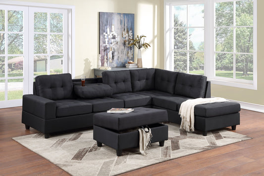 Heights Sectional (Black Linen)