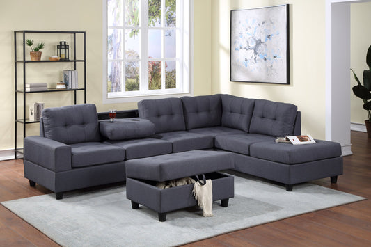 Heights Sectional (Charcoal Linen)
