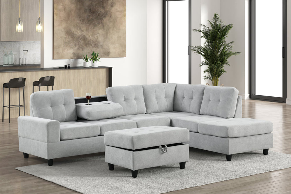 Heights Sectional (Silver Performance Fabric)