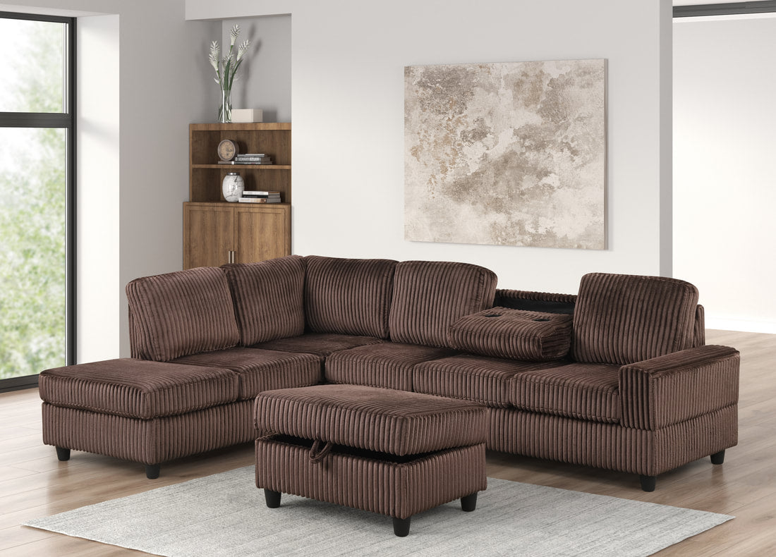Heights Sectional (Chocolate Corduroy)