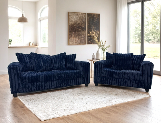 Hollywood Corduroy Sofa + Love Seat (Navy)