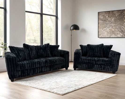 Hollywood Corduroy Sofa + Love Seat (Black)