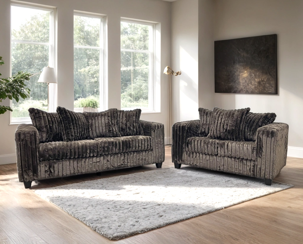 Hollywood Corduroy Sofa + Love Seat (Choclate)