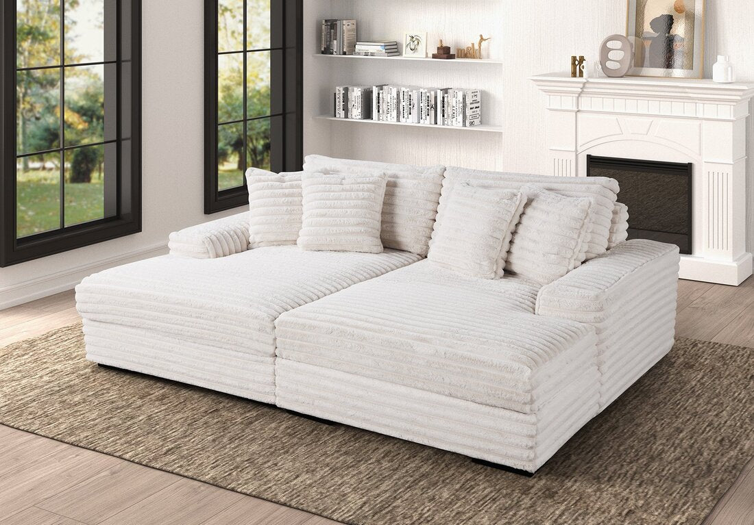 Oversized Double Chaise Lounge (Beige)