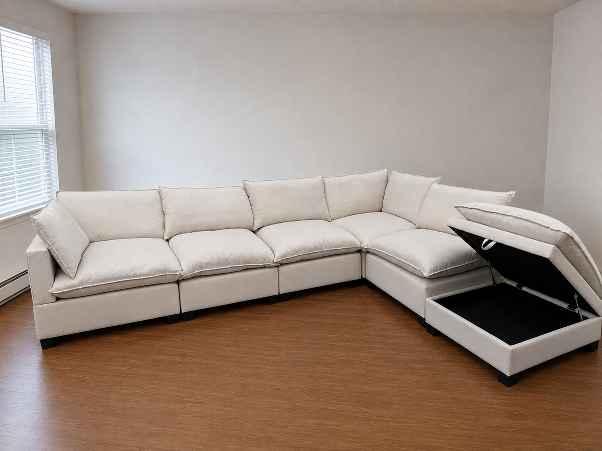 Kova-Style Modular Cloud Sectional (6-Piece Sand/Cream)