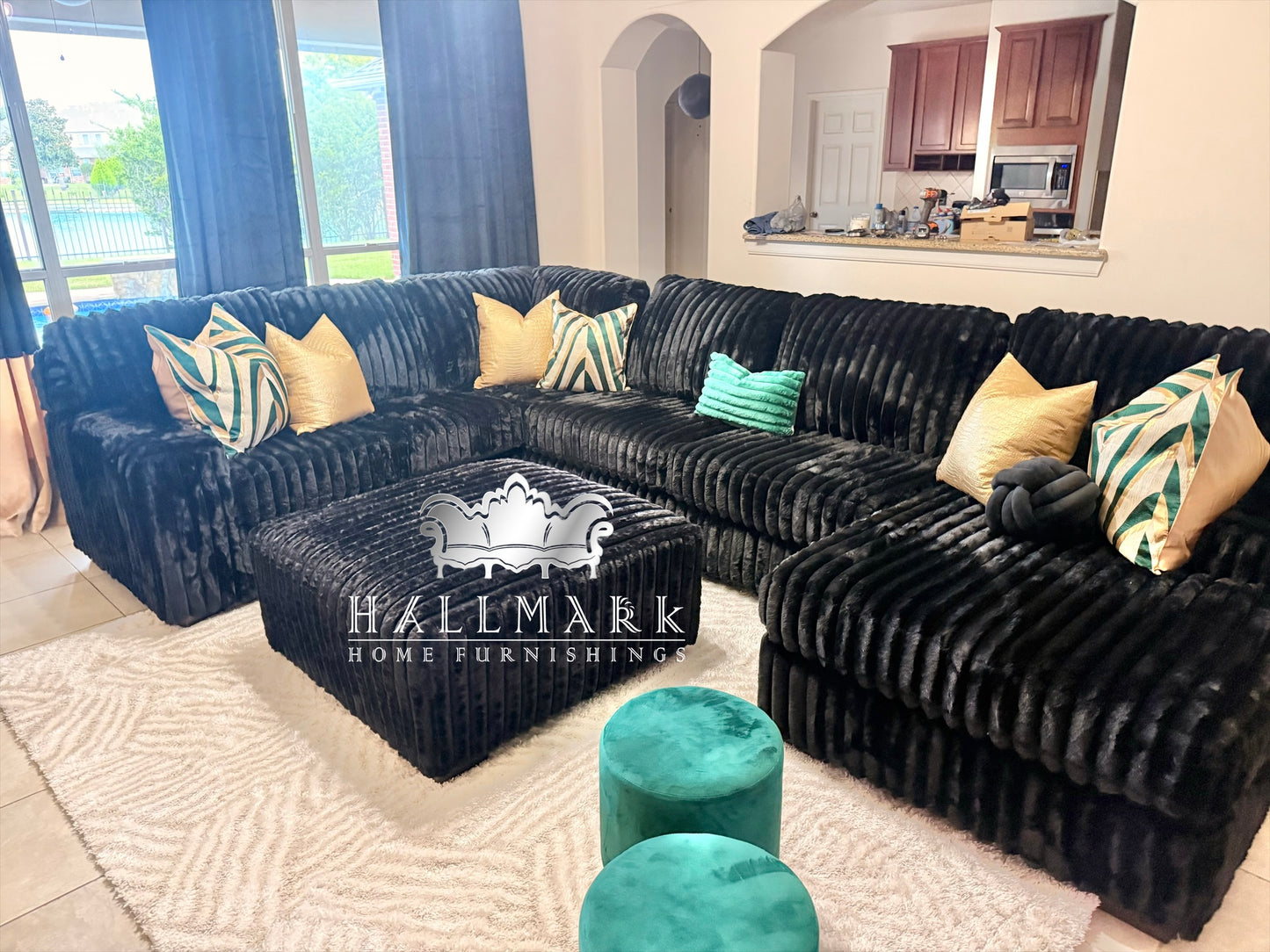 Austin Oversized Sectional + Ottoman (Black)