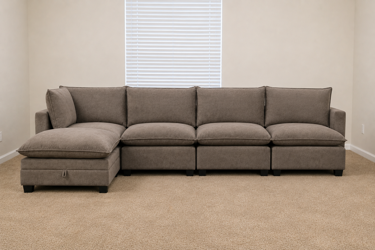Kova-Style Modular Cloud Sectional (5-Piece Mocha Performance) (Copy)