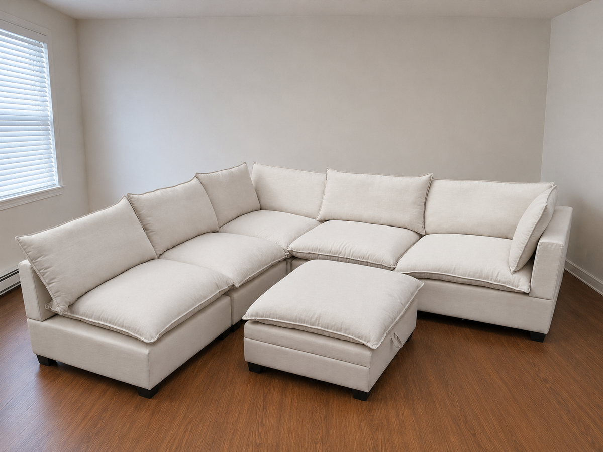 Kova-Style Modular Cloud Sectional (6-Piece Sand/Cream)
