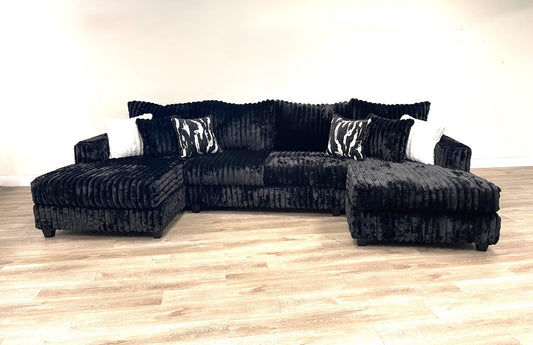 Opulence Double-Chaise Sectional Couch (Black)