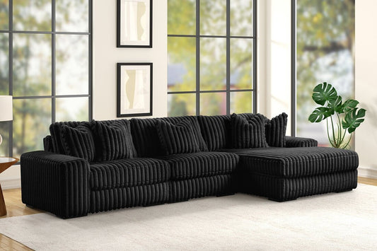 Sunday Corduroy Sectional (3-Piece Black)