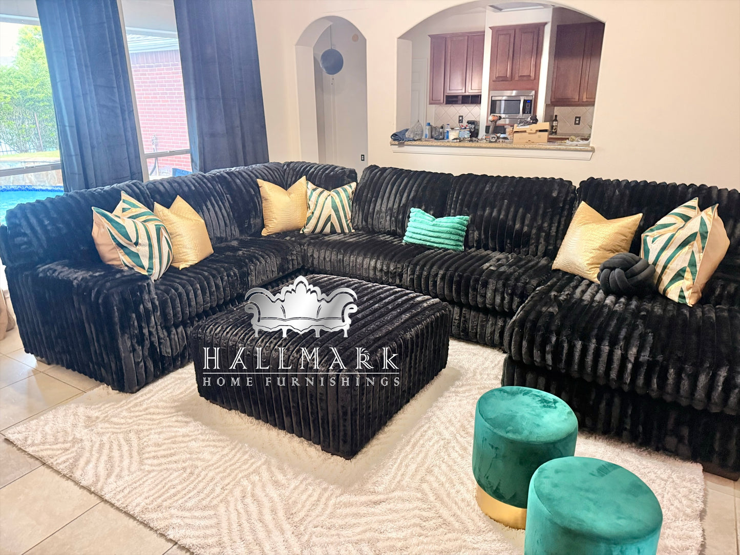 Austin Oversized Sectional + Ottoman (Black)