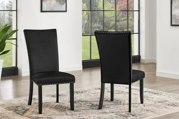 (Faux Marble) D180 Table + 6 Chairs (Black)