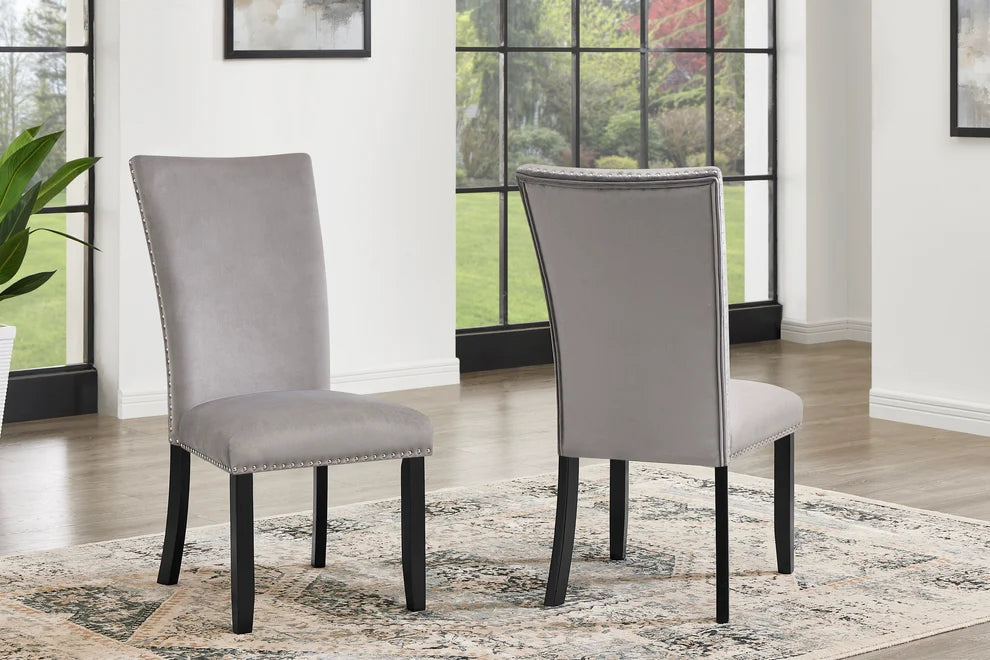 (Faux Marble) D180 Table + 6 Chairs (Grey)