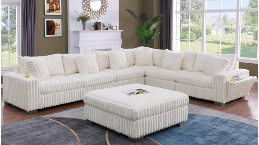 Snuggle Station Sectional + Ottoman (Ivory)