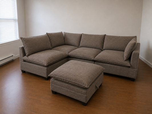 Kova-Style Modular Cloud Sectional (5-Piece Mocha Performance) (Copy)