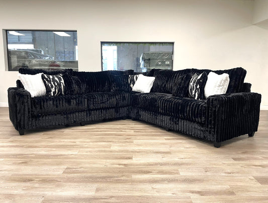 Opulence L-Shape Sectional Couch (Black)