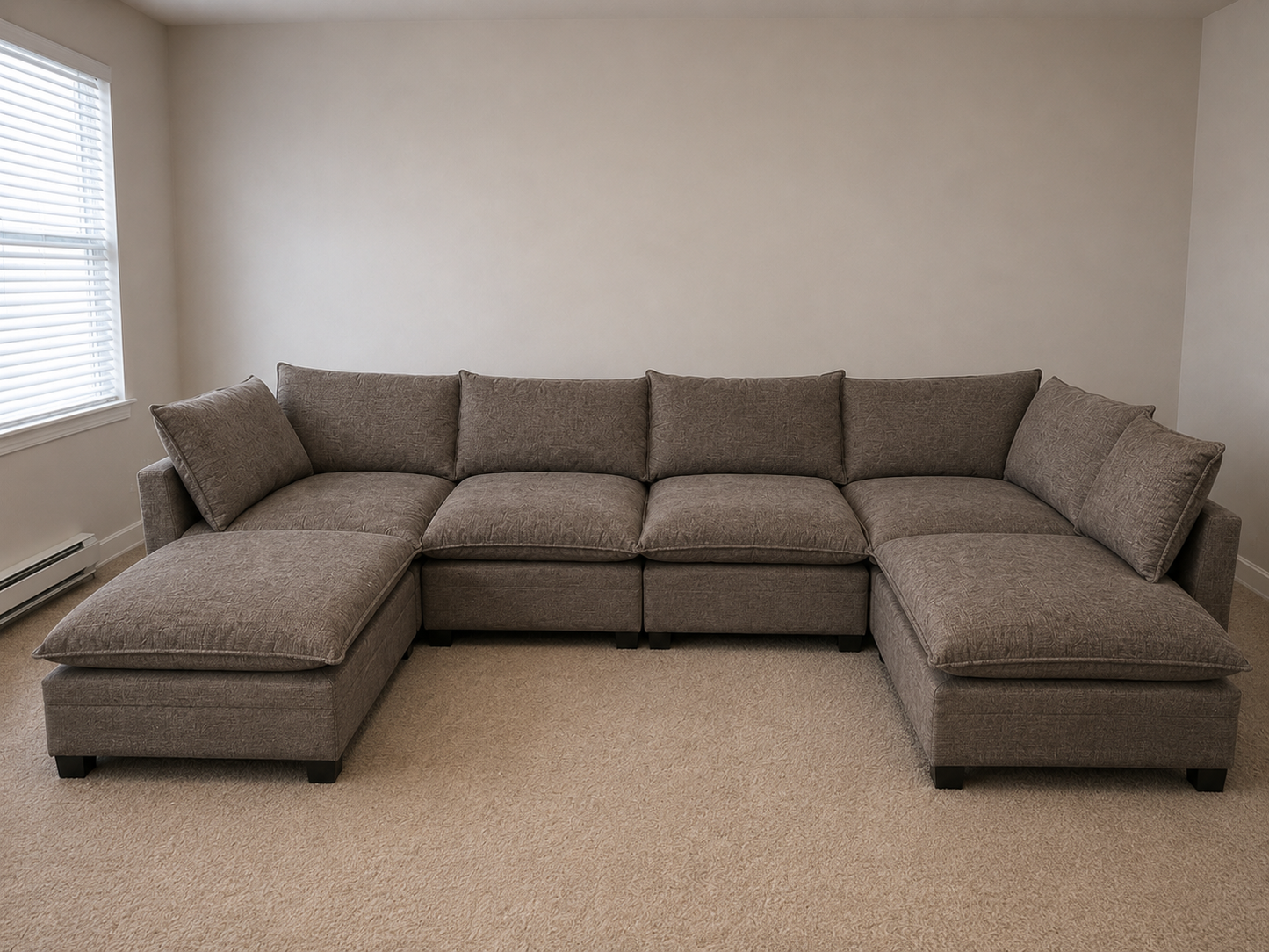 Kova-Style Modular Cloud Sectional (6-Piece Mocha Performance)