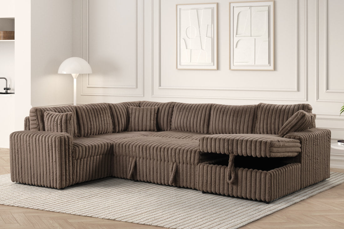 Forever Pull-Out Storage Sectional (Mocha)