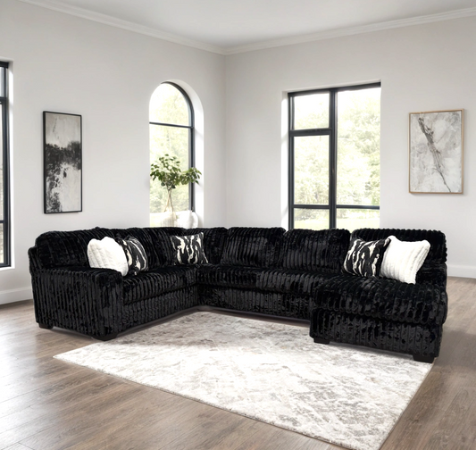 Austin 3-Piece Oversized Sectional Couch (Black)