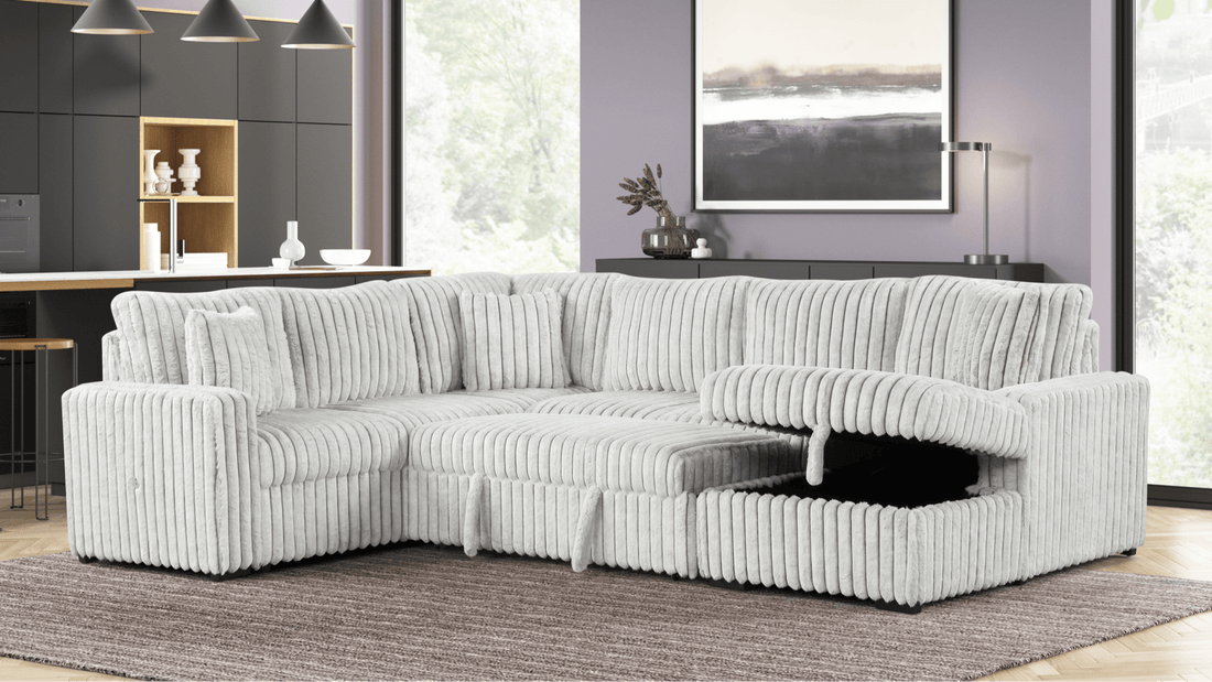 Forever Pull-Out Storage Sectional (Silver)