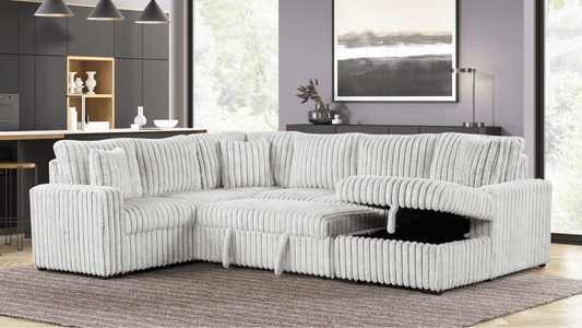 Forever Pull-Out Storage Sectional (Silver)
