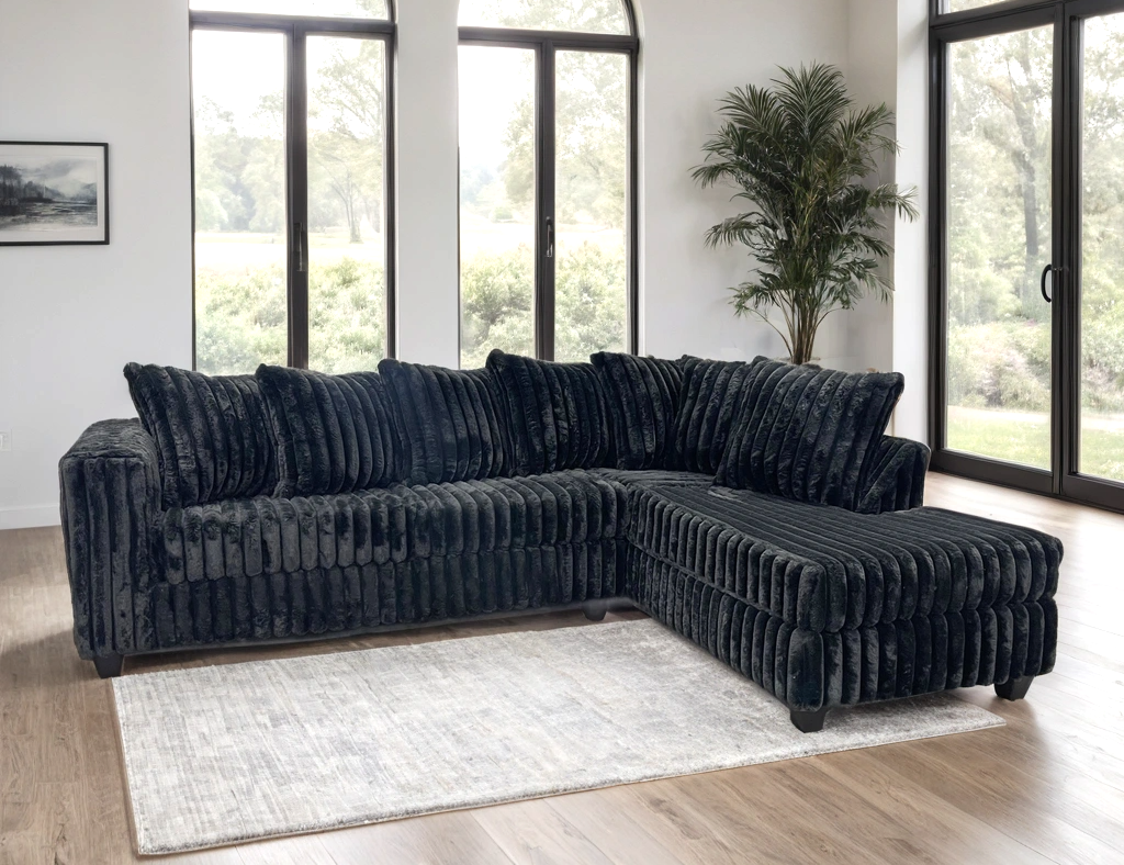 Hollywood Corduroy Sectional (Black)