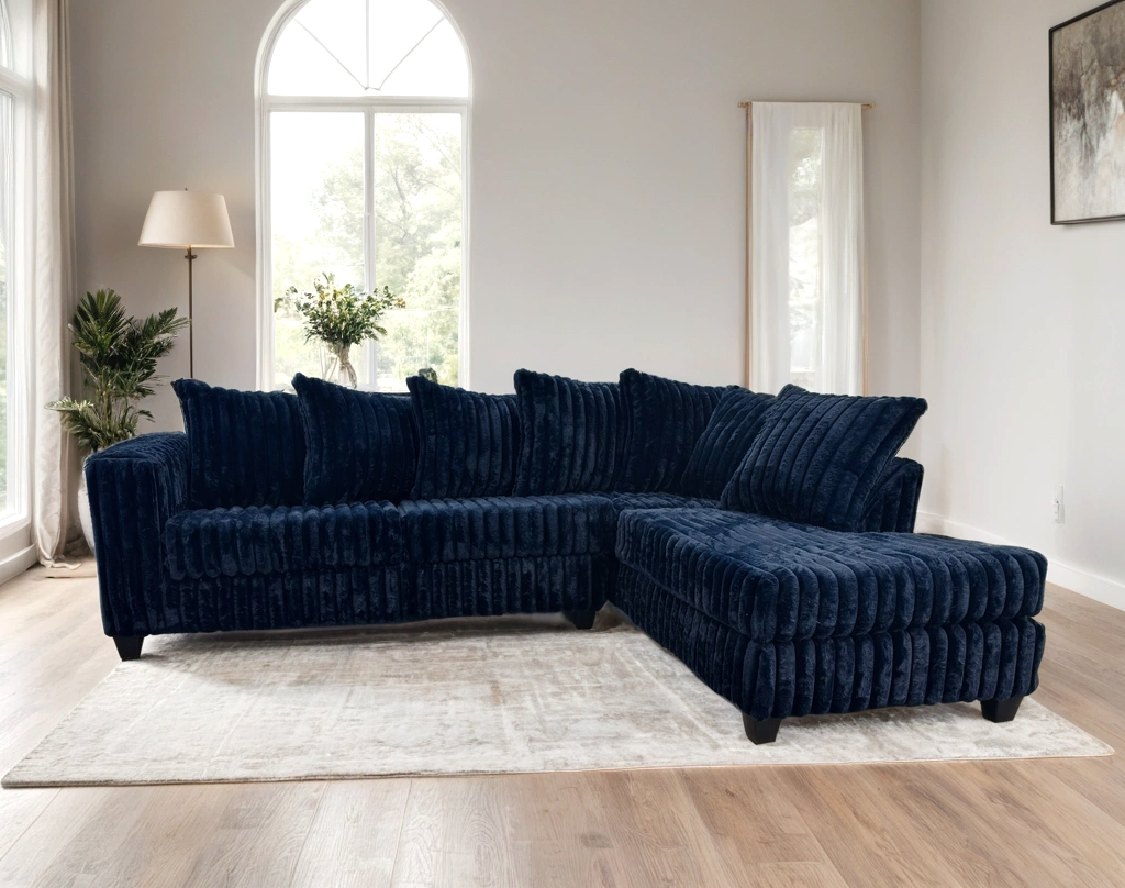 Hollywood Corduroy Sectional (Navy)